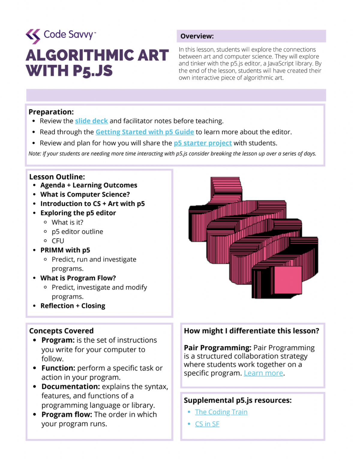 Preview of the Algorithmic Art with p5.js computer science lesson