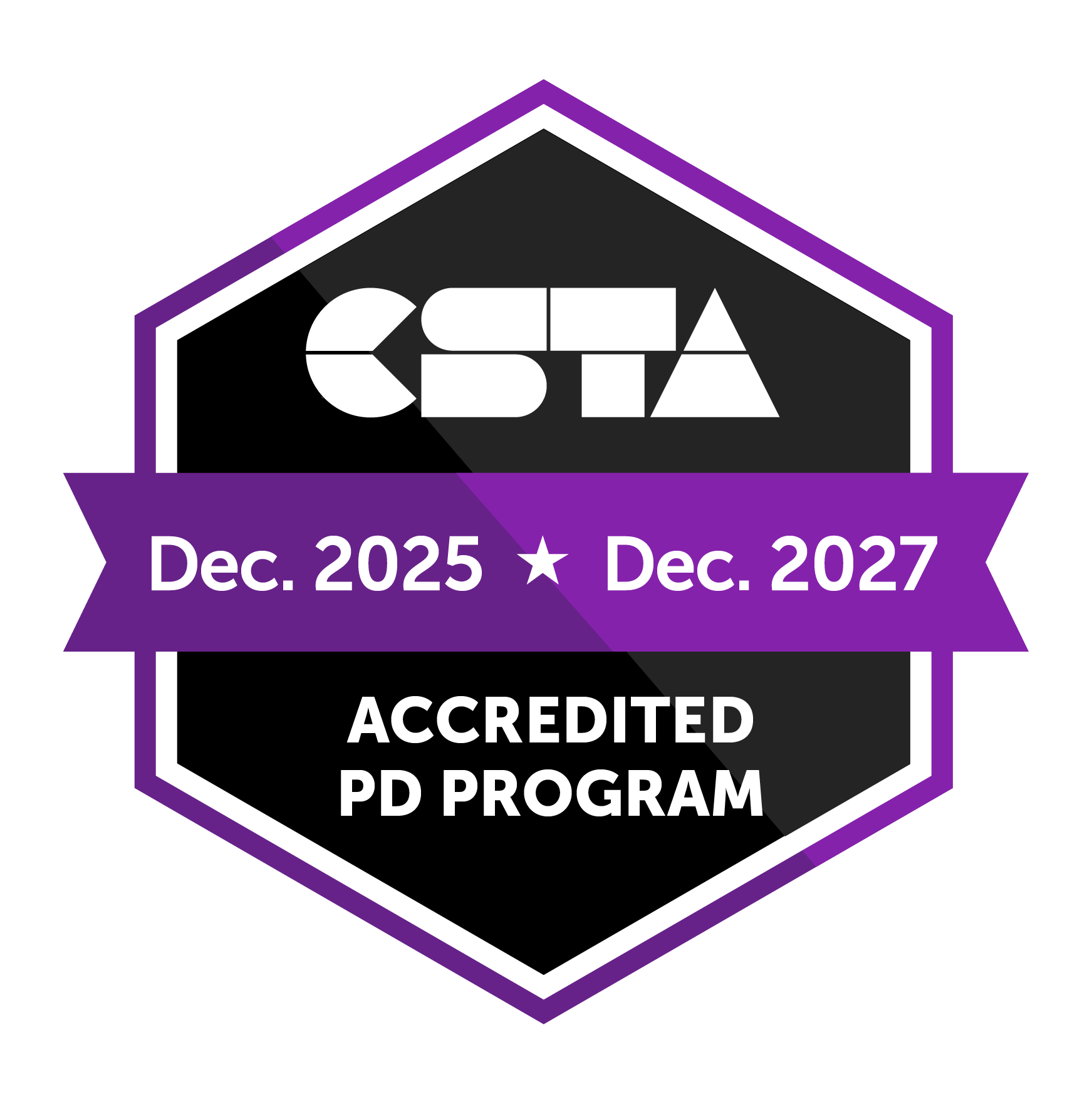 CSTA Accredited Professional Development Program badge, December 2025 through December 2027