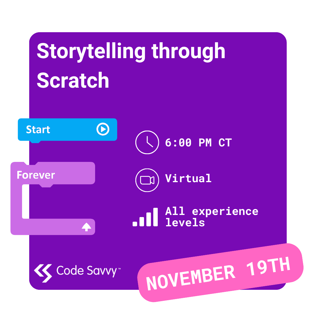 Storytelling Through Scratch professional development session graphic