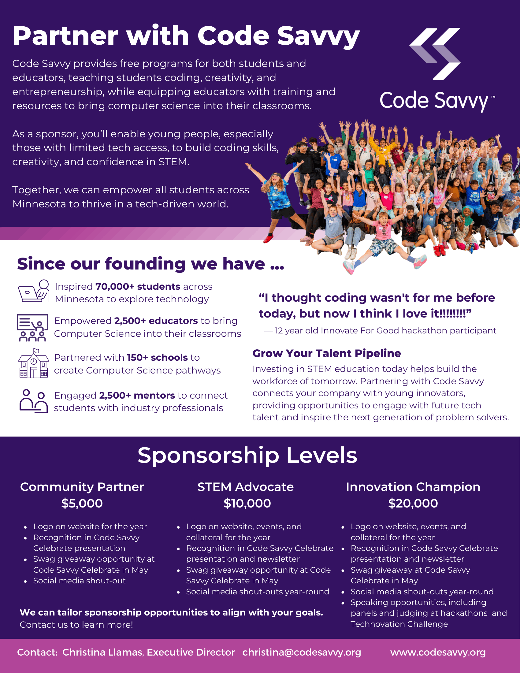 Preview of the Code Savvy sponsorship prospectus